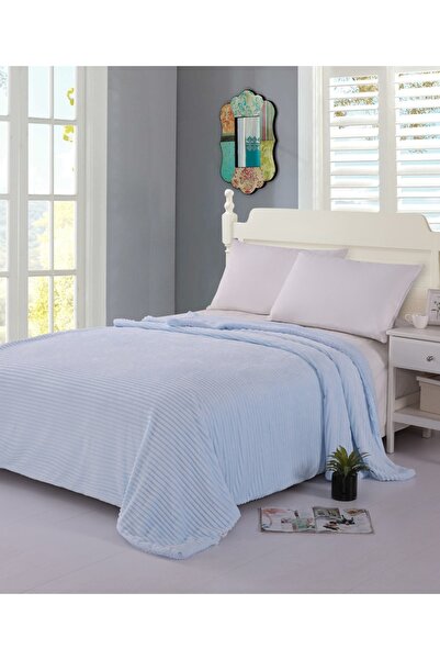 Silk Fashion Κουβέρτα φλις με σέρπα (100εκ x 150εκ) κοτλέ γαλάζιο