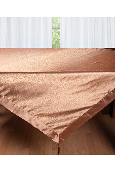 Silk Fashion Σατέν τραπεζομάντηλο 2009 λουλουδάτο (160εκ x 260εκ) καφέ