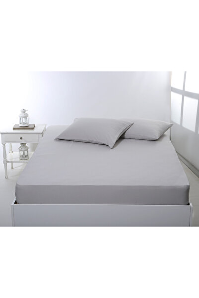 Silk Fashion Σεντόνι με λάστιχο από ζέρσεϊ (100εκ x 200εκ + 35εκ) ανοιχτό γκρι -