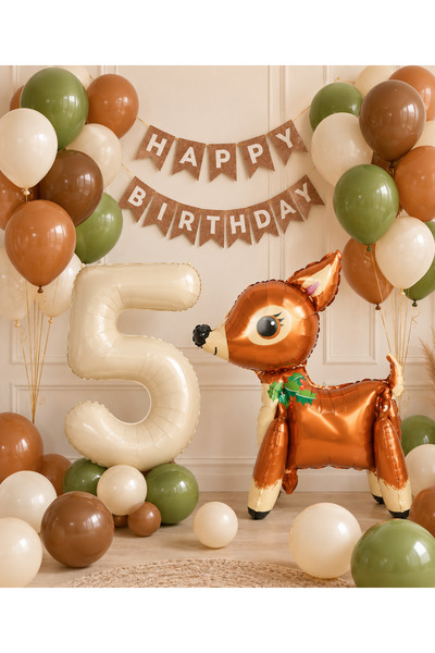 ALYA Party 5 Years Old Deer Themed Birthday Balloon Set 1-9 Years Old |   Foi...