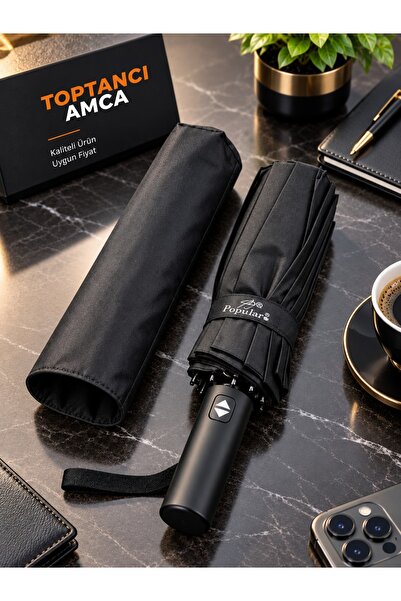 Toptancı Amca 16 Telli Tam Otomatik Şemsiye – 100 cm Geniş Açılım, 30 cm Komp...