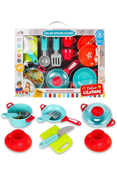 UKR Deluxe Kitchen Gift Playset for Kids 16-Pieces Pretend Cooking Toy Set wi...
