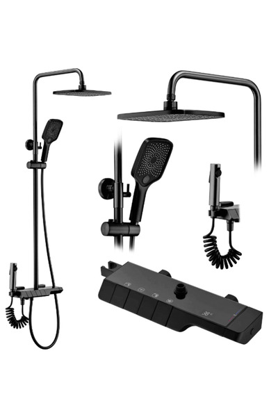 Vivendo Set baterie coloana de dus cu afisaj led si termostat, 4 in 1, Premium