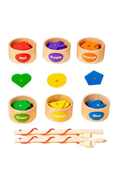 UKR Montessori Magnetic Wooden Geometric Shape and Color Sorting Toy – 36-Pie...