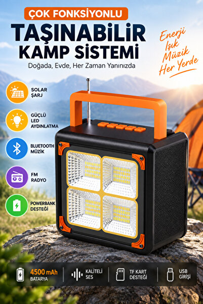 MATECHNO Taşınabilir Solar Güneş Enerjili LED Kamp Lambası Bluetooth Hoparlör...
