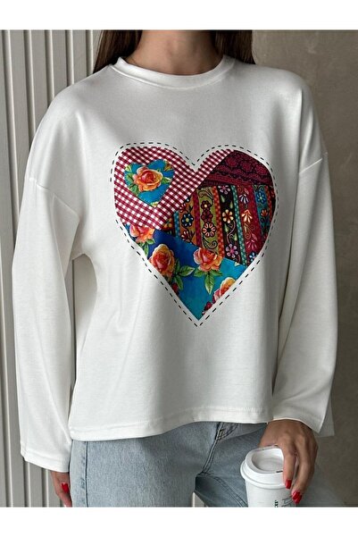 Trend Paris Women's Crew Neck Wide Sleeve Patterned Flowy Blouse Red