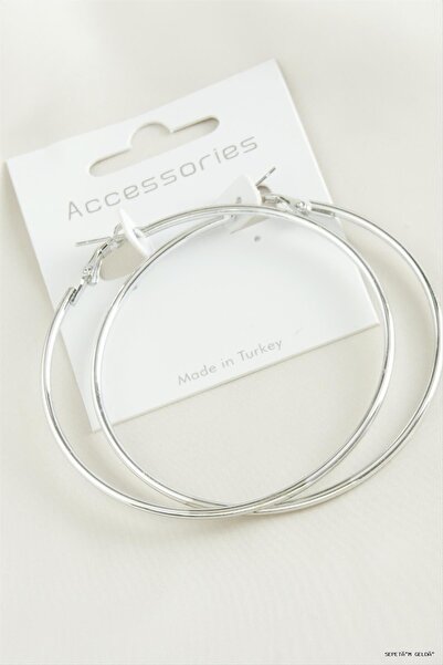 ZERO LAND Spt-Gld Tube Hoop Earrings 6 cm (145135) Silver Color