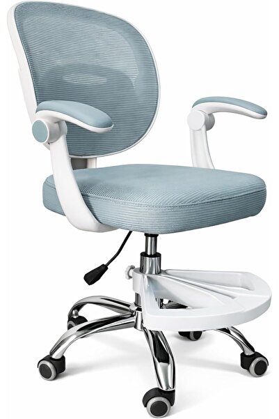 UKR Kids Desk Chair Blue with Armrests, Adjustable Height Study Chair with Fo...