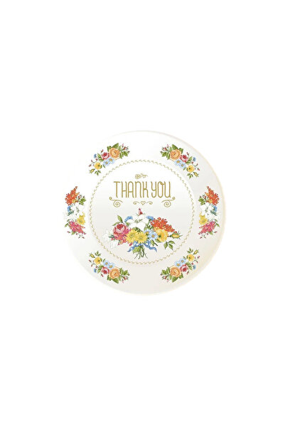 Papette Rola 100 Stickere/Etichete autoadezive Rotunde Model Thank You Floral Vintage, Diametru 5cm