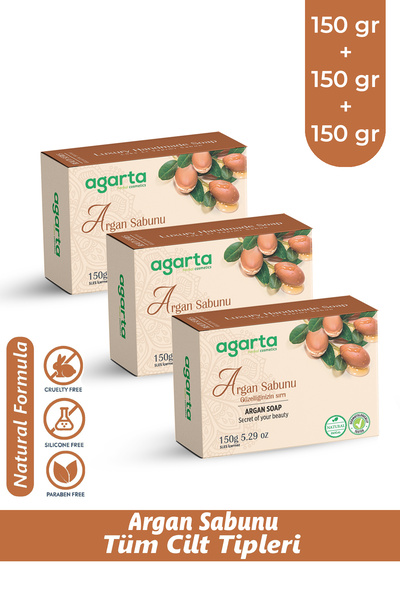 Agarta 3 Adet Doğal Argan Sabunu 150 gr