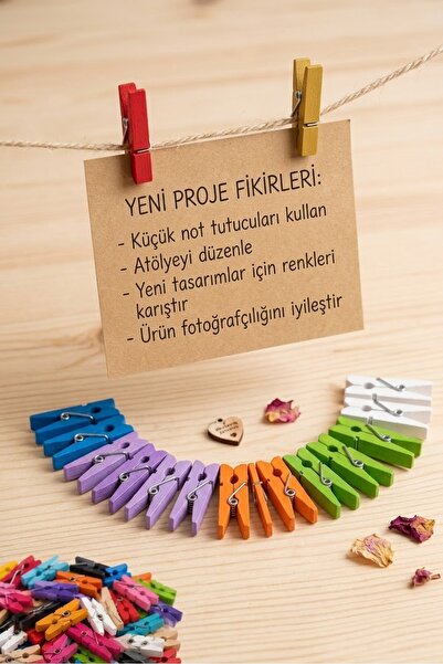 Küçük Ahşap Mini Mandal Fotoğraf Not Tutucu Mandal 10 Adet -