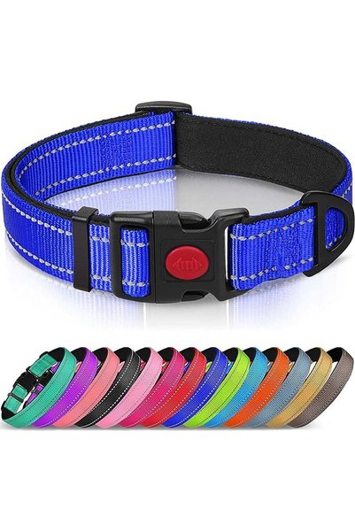 Q TRIPLE A Reflective Dog Collar with Soft Neoprene Padding, Metal D-Ring and...