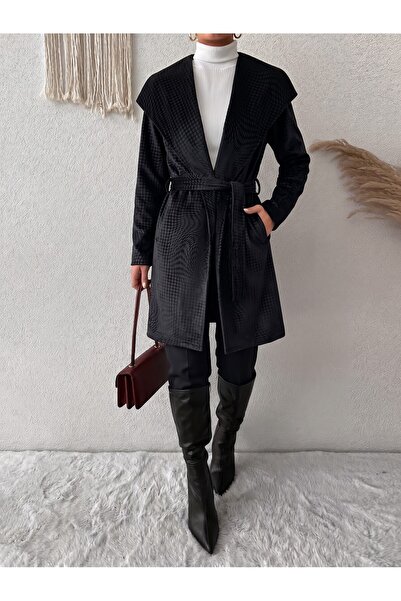 mass fashion Γυναικείο παλτό ζακάρ βελούδινο