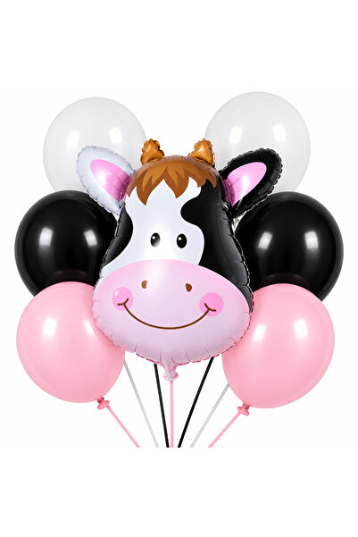 genaja Set baloane văcuță fermă copii – balon folie 40 cm + 6 baloane latex 2...
