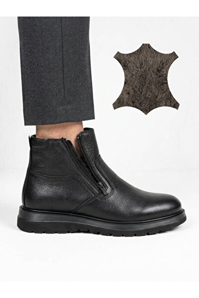 MARCO ROCCO Genuine Leather and Fur Inside, Double Side Zipper Boots, Men's S...