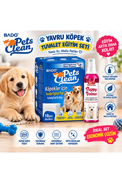 Bio PetActive Yavru Köpek Tuvalet Eğitim Seti 60x90 cm 10’lu Çiş Pedi + Tuval...