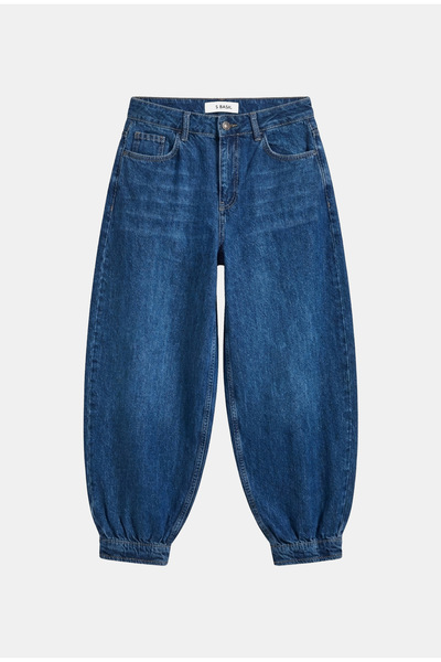 it's basic Women's Blue 2W6-5 Jogger Ballon Fit Belt Detailed Design Denim Jean