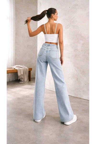 NWC Lara 90's Likralı Salaş Kadın Buz Kar Süper Yüksek Bel Salaş Paça Denim Kot Pantolon