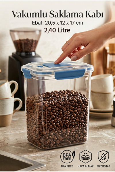 MAXİFRESH Vacuum Storage Container 2.40 Liter Airtight Leakproof Food Contain...