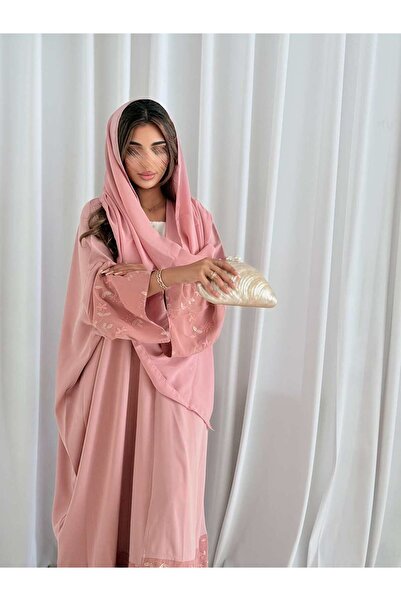 AYA MWT5217 - عبايه صيفيه مع تدخيلات ورد بقماش يومي بارد