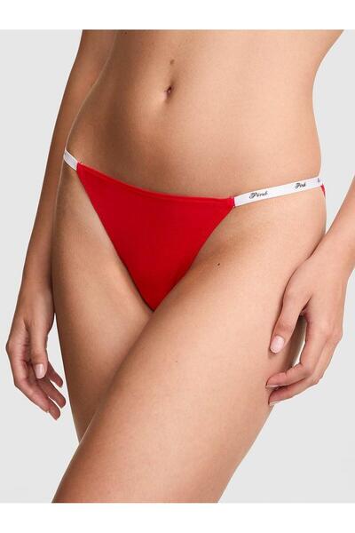 PINK Logolu Pamuklu Askılı Bikini Külotu