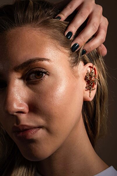 Freya Hayat Ağacı Kıkırdak Küpe Ear Cuff - Gümüş Kaplama