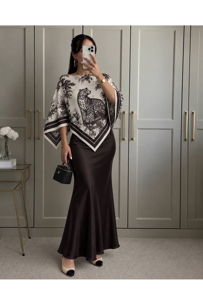 HAMOIYMODA Desenli Ponço Saten Takım