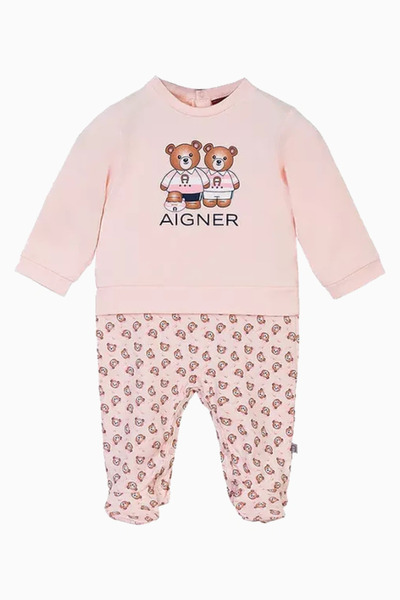 Aigner Logo Printed Cotton Long Sleeve Baby Romper 9 Months