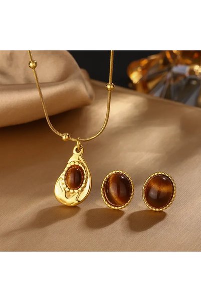 Peach Jewelry Σετ Κοσμημάτων Ρετρό Στυλ, Κλασικό Γεωμετρικό, από Ανοξείδωτο Α...