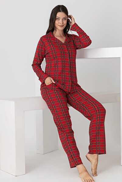 PİJAMANGEL Γυναικεία Πιτζάμα "Pijamangel" PLAID RED