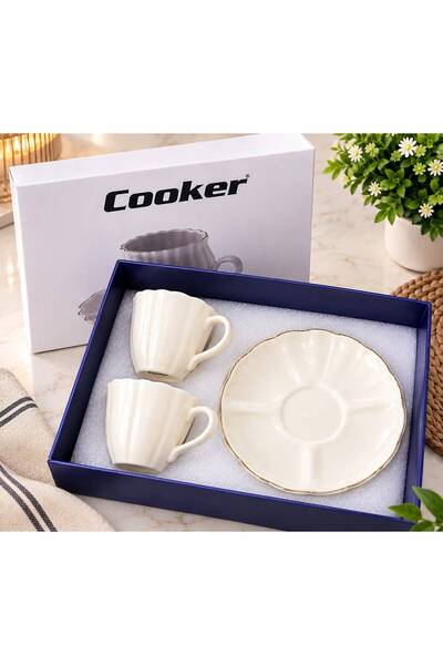 Cooker 2'li porselen kahve fincan takımı