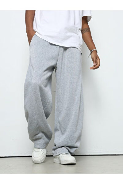 Generic Brand Men's Grey Wide Leg Sweatpants - Baggy Loose Fit Oversized Trou...