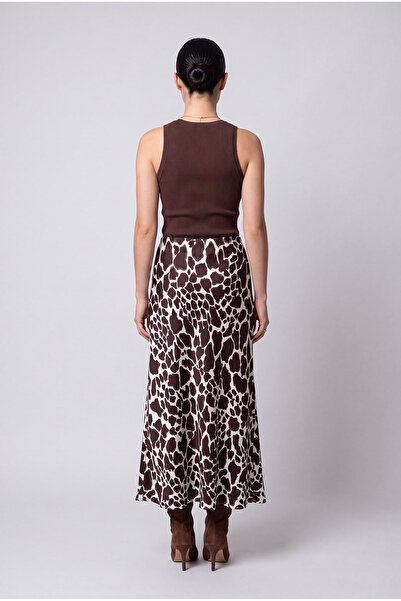 Sevilen Tekstil Fusta din satin cu imprimeu leopard