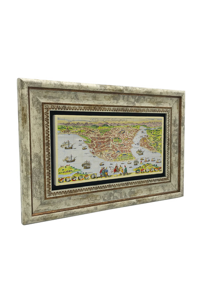 Sadrazam Map of Byzantium Printed Natural Stone Table 20X30 Drt-14