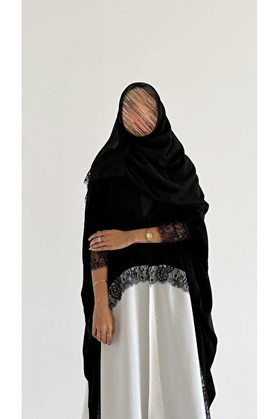 AYA Mw2129 - Royal Black in White Elegant Crepe Abaya in a Straight Cut with ...