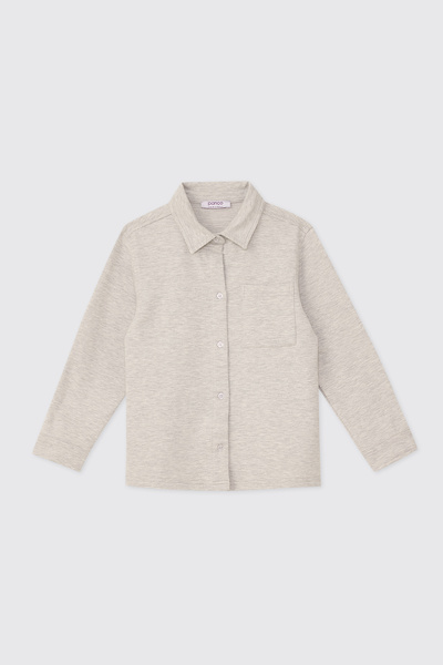 Panço Boy's Shirt with Collar and Buttons, Gray-Melange Shirt