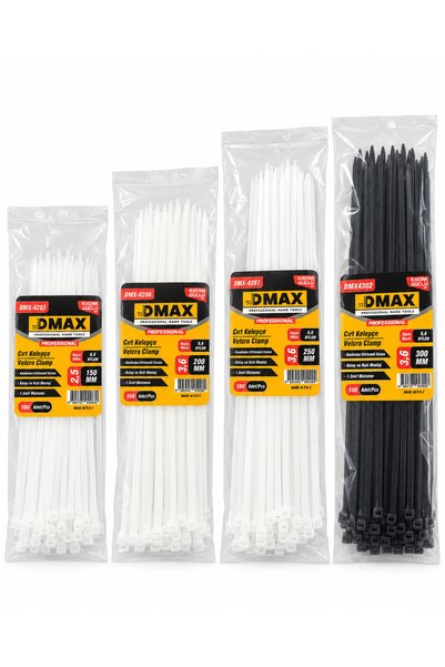 DMAX Cırt Kelepçe 4’lü Set 2,5x150 3,6x200 3,6x250 3,6x300 mm 400 Adet