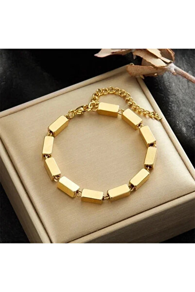 Peach Jewelry Χρυσό Μινιμαλιστικό Γεωμετρικό Βραχιόλι από Ανοξείδωτο Ατσάλι