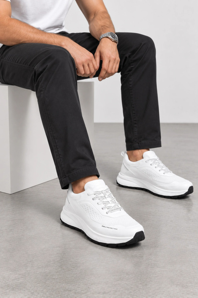 HT HOTİN Cipher Men's Lace-Up Casual Sneaker Sports Shoes - White
