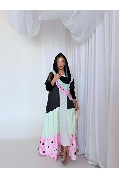 AYA MWT5168 - عباية طباعه قماش حرير بلسد