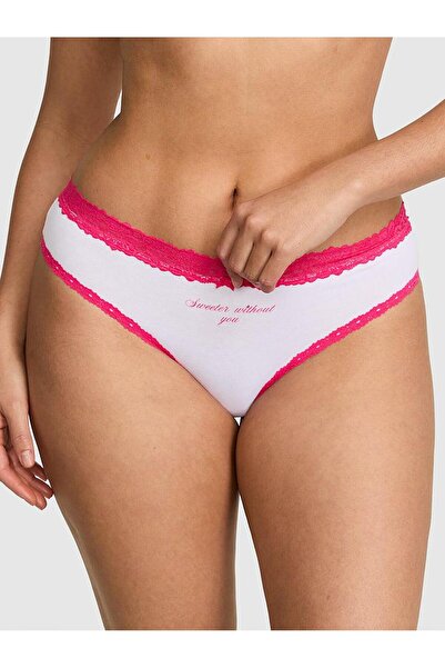 PINK Pamuklu Dantel Detaylı Cheeky Külot