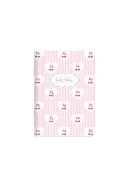KESKİN COLOR 18.5X26 Coated Cover Checkered Ribbon Sticker Notebook - Cherry