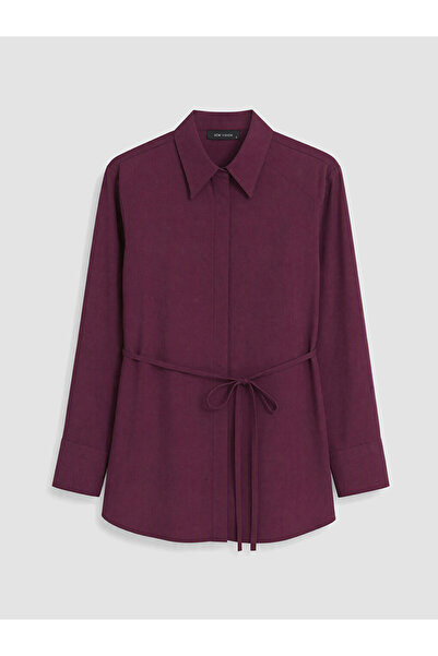 LC Waikiki Vizyon New Season Women's Shirt with Plum Waist Belt