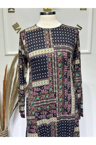 ModaMinar Women's New Season Kilim Pattern Plus Size Dress