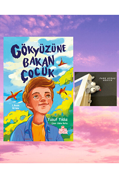 Nesil Çocuk Yayınları هدية علامة كتاب على شكل طفل ينظر إلى السماء / فأر محمل بالرأس - هدية علامة كتاب على شكل شخصية