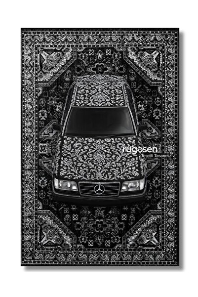 RUGOSEN W124 Motifli Yıkanabilir Spor Yarış Arabası Desenli Mercedes Halı