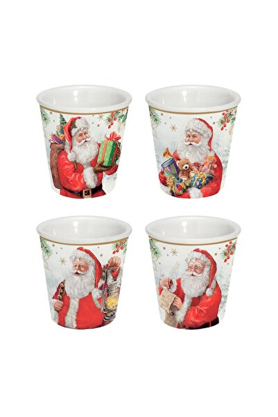 odjas Set 4 cesti cafea, portelan, 100ml, "SANTA IS COMING" - Nuova R2S