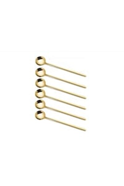 odjas Set 6 lingurite pentru cafea/ceai/desert, Blusmart, inox, Auriu, 12.5 cm