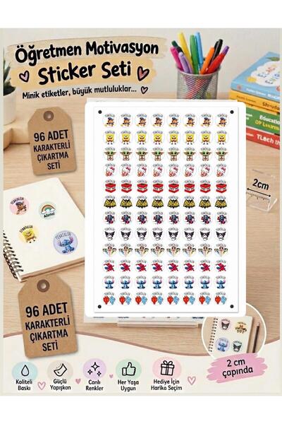 Buki'nin Atölyesi 96 adet En çok Sevilen Karakterlerden Öğretmen Sticker Seti...