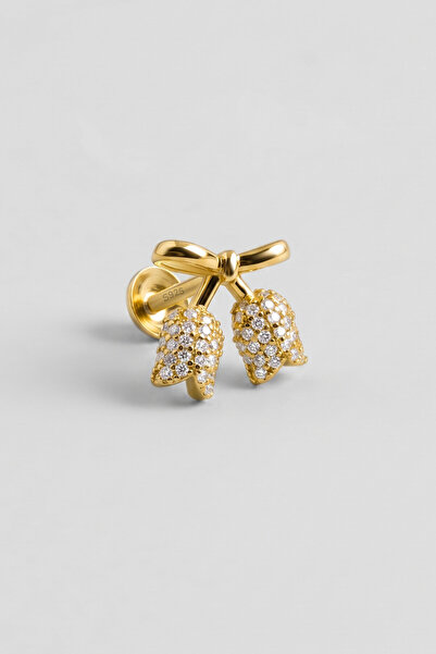So CHIC... Rose 18 Ayar Sarı Altın Kaplama Gümüş Flat-Lobe Piercing